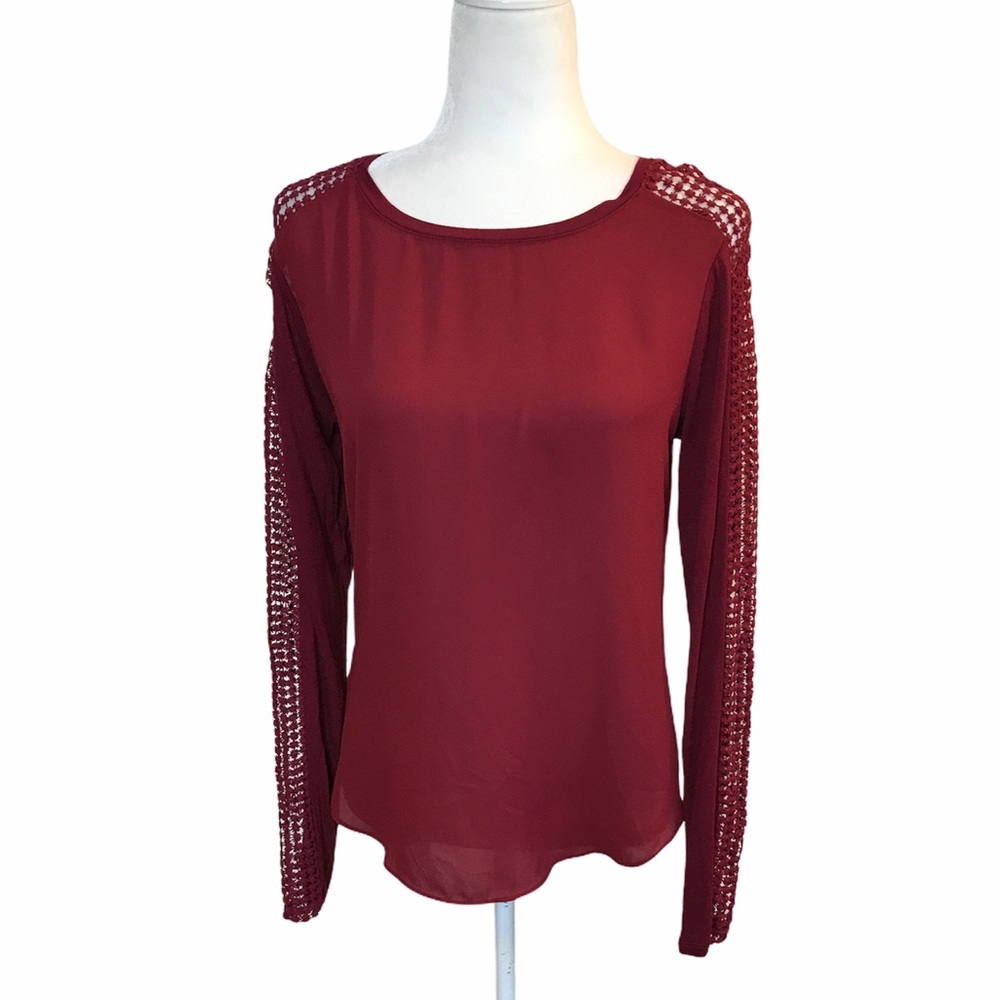 NEW Ann Taylor LOFT Red Long Sleeve Shirt Knit S - Picture 1 of 6